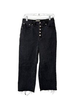 Madewell Womens Size 29 Perfect Vintage Jean Wide-Leg Crop Raw Hem Gray Black